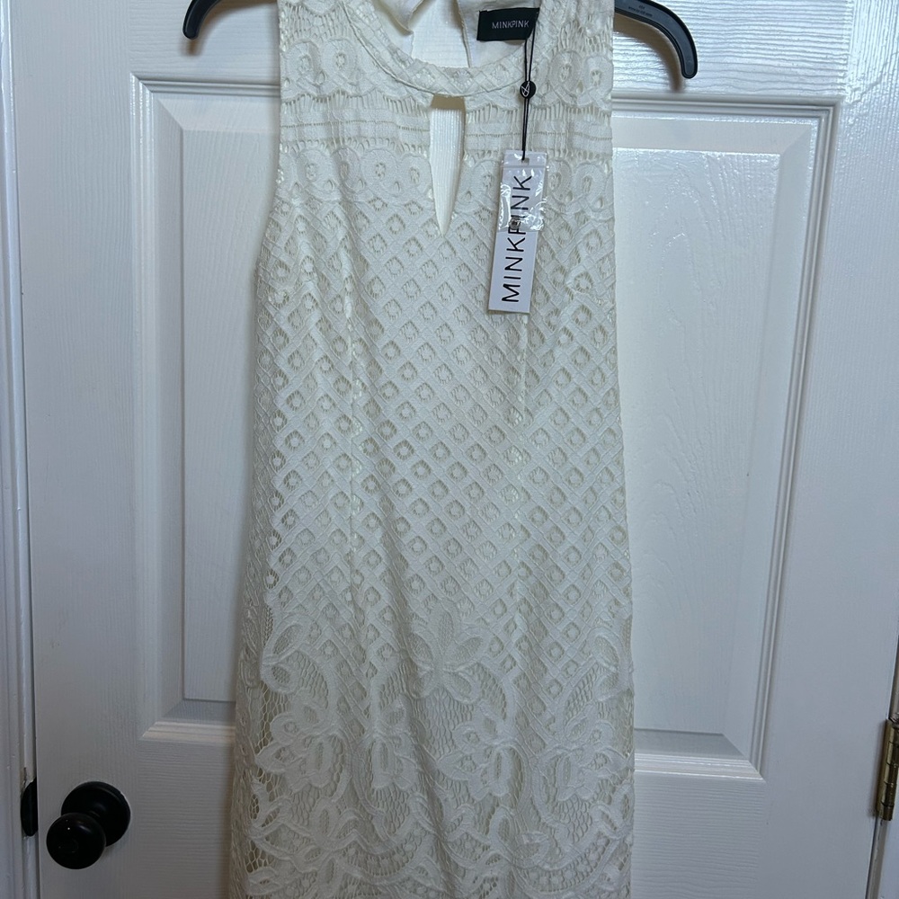 MINKPINK Cream Lace Midi Dress